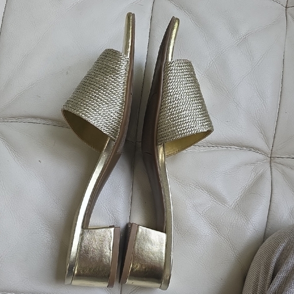 Marc Fisher Metallic Gold Slide Sandals - Picture 2 of 8
